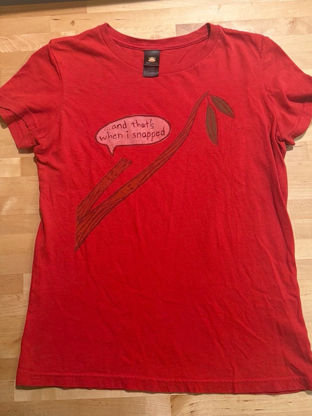 Paul Frank Fitted Women's Red Graphic Tee - L